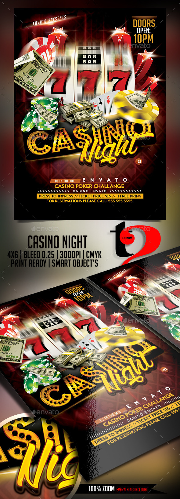 Casino night flyer template free